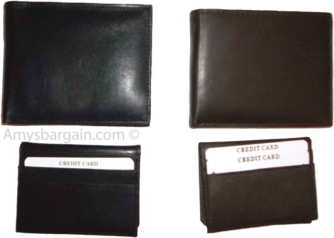 Lot of 2 New Men's Soft Leather Black billfold Wallet 9 Credit ATM Card 2 ID NWT - Image 13