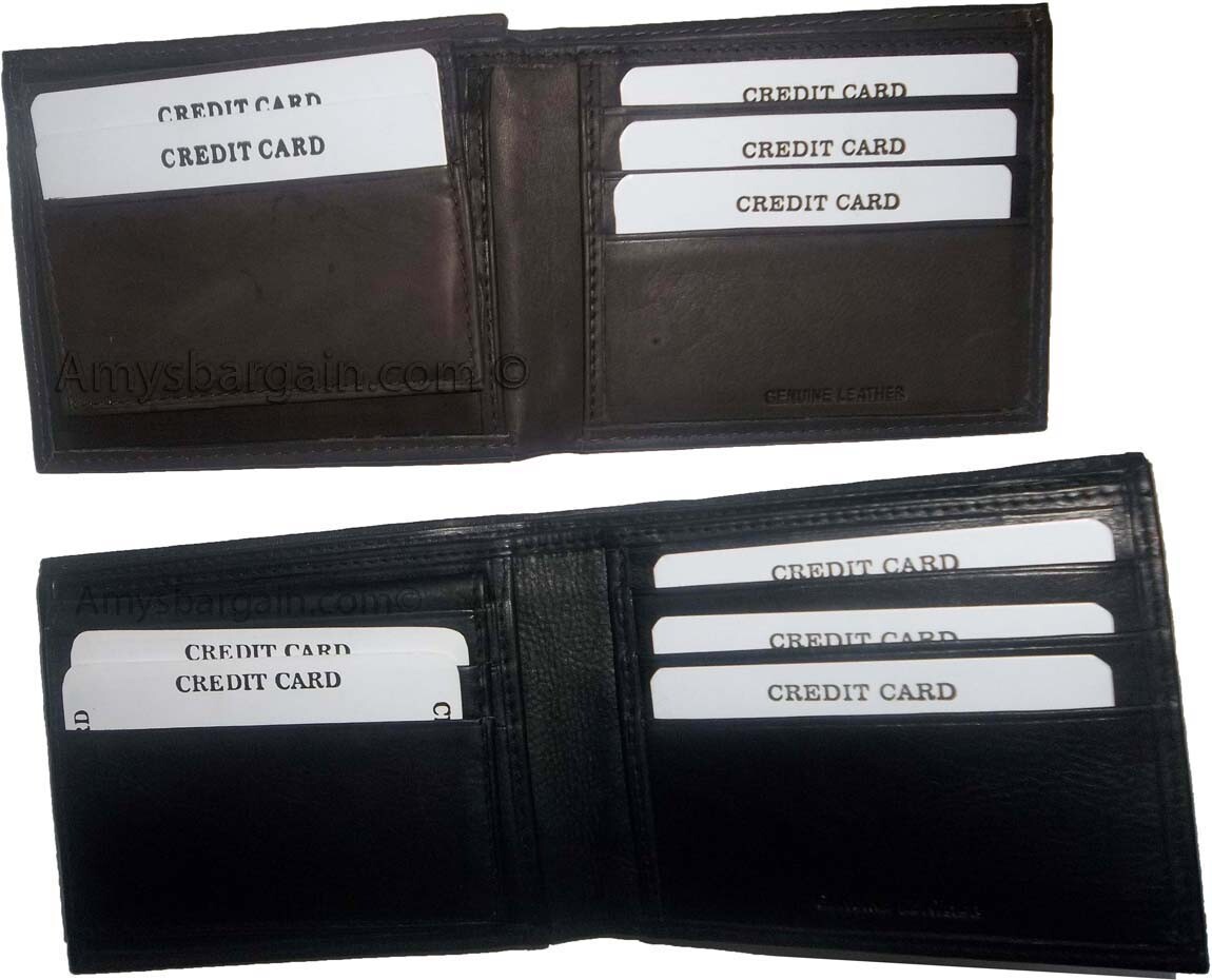 Lot of 2 New Men's Soft Leather Black billfold Wallet 9 Credit ATM Card 2 ID NWT - Image 3