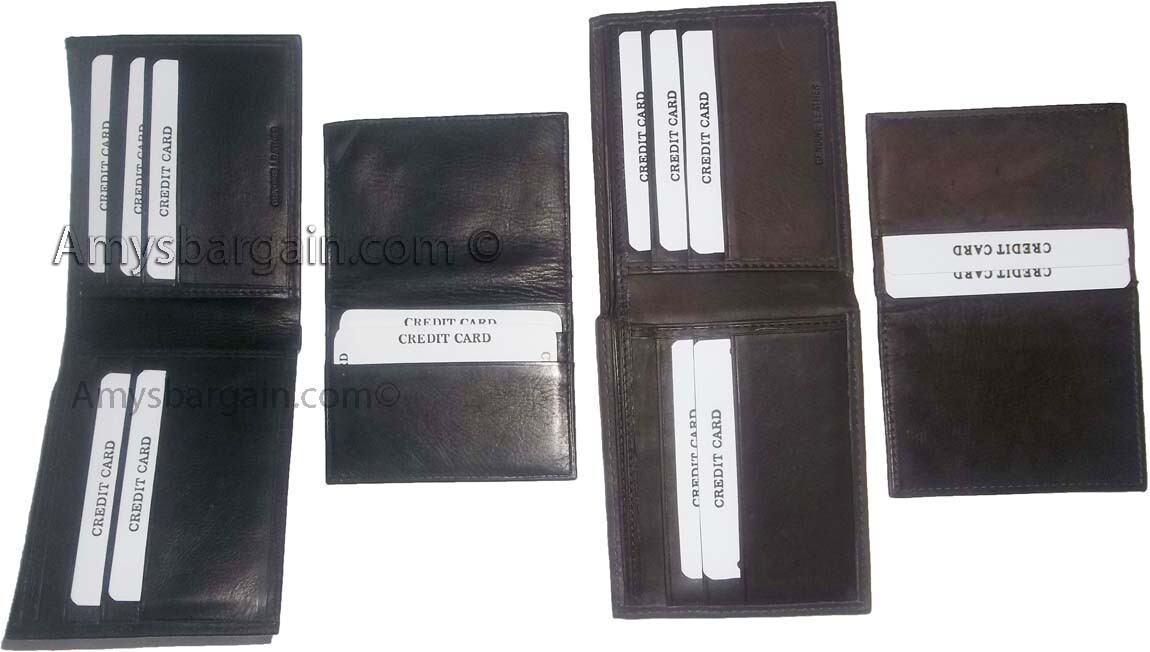 Lot of 2 New Men's Soft Leather Black billfold Wallet 9 Credit ATM Card 2 ID NWT - Image 5