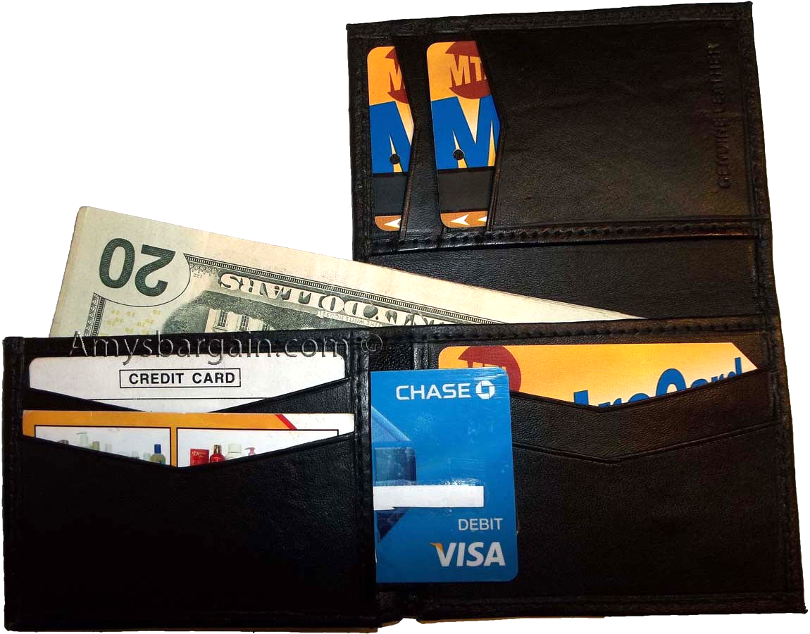 Lot of 2 New Style Trifold Leather Man’s Black wallet 7 Credit cards ID case NWT - Image 3