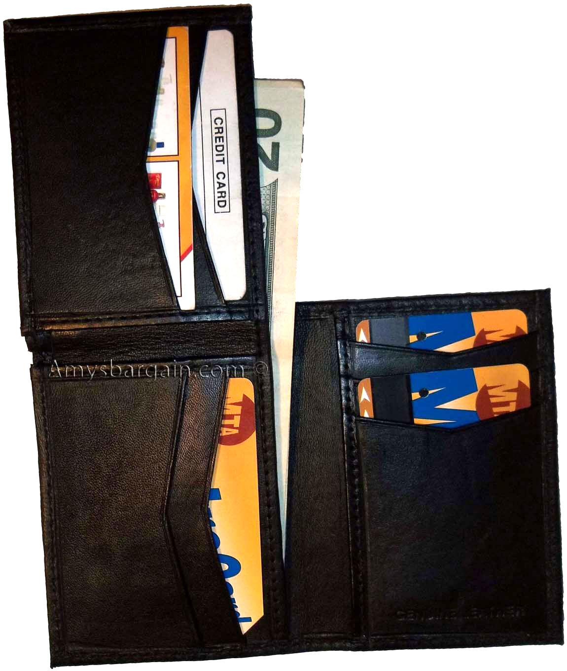 Lot of 2 New Style Trifold Leather Man’s Black wallet 7 Credit cards ID case NWT - Image 4