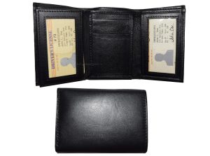 Lot of 2 New Trifold Leather Men’s wallet 9 card 2 bill space 2 ID Window NWT