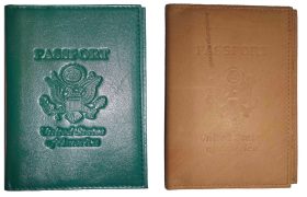 Lot of 2 USA Leather passport cover, wallet credit ATM card ID case new