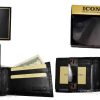 Lot of 2 men's leather wallet, black crocodile skin printed wallet new in box