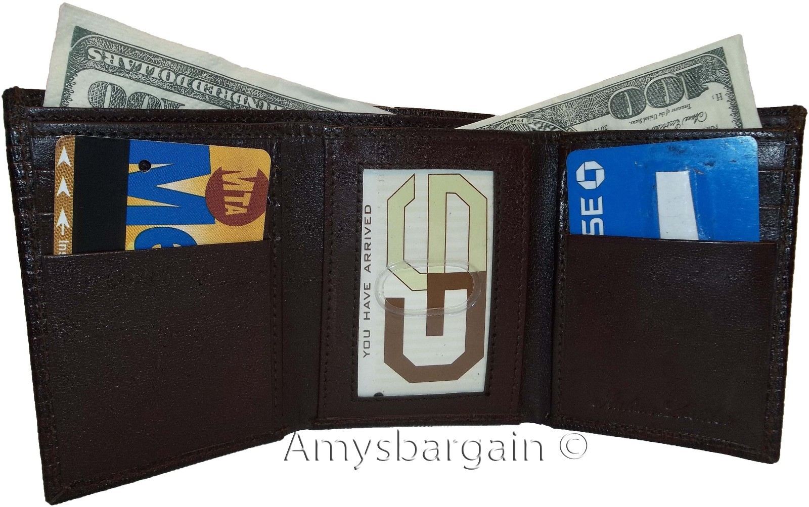 Lot of 3 Italian Style Lizard skin Printed Leather Man's Brown Trifold wallet BN - Image 7