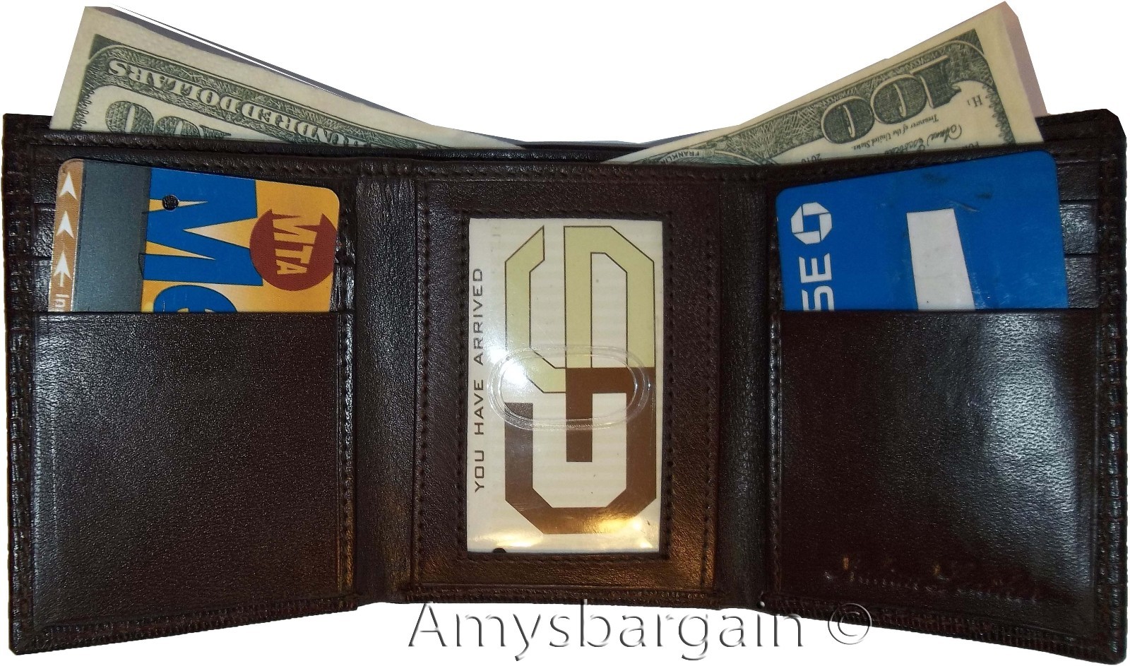 Lot of 3 Italian Style Lizard skin Printed Leather Man's Brown Trifold wallet BN - Image 8