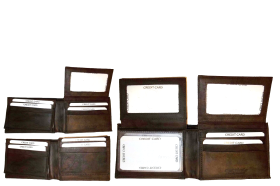 Lot of 3. Man's Wallet. Bi fold Leather Wallet 12 Credit Cards 2 IDs Suede lined
