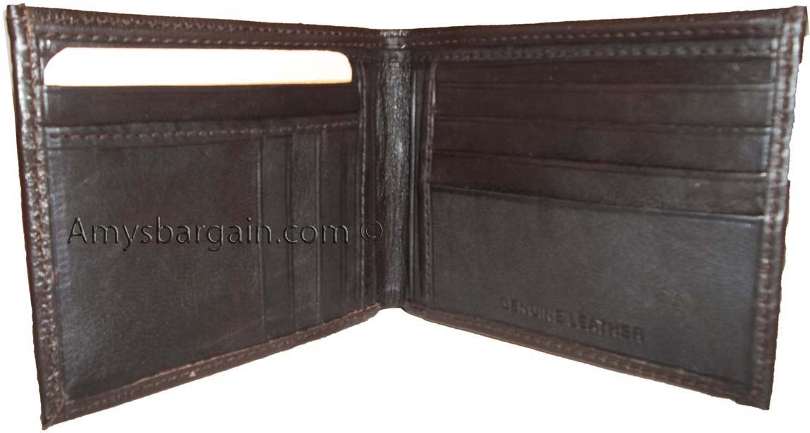 Lot of 3 Men's Bifold genuine leather Wallet Brown 2 Bill slots 14 card wallet - Image 3