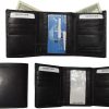 Lot of 3 Men's Trifold Leather Wallet 8 credit card ID Black billfold wallet NWT