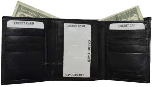 Lot of 3 Men's Trifold Leather Wallet 8 credit card ID Black billfold wallet NWT - Image 3