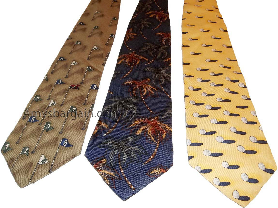 Lot of 3 Men's tie Cutter and Buck Designer Silk Men's Neck Wear Made in USA