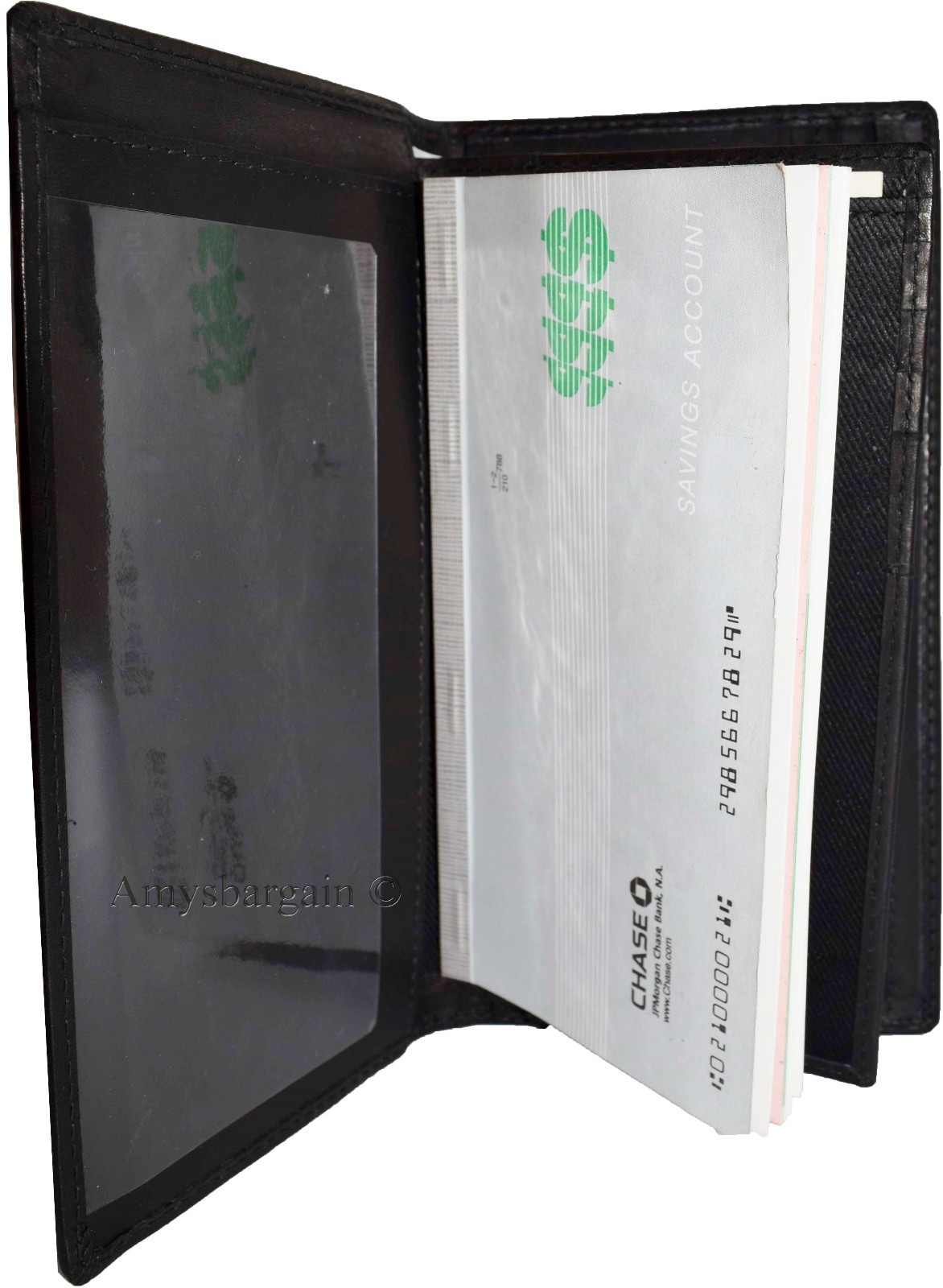 Lot of 3 New Black Leather checkbook wallet 14 credit card change purse ID BNWT - Image 4