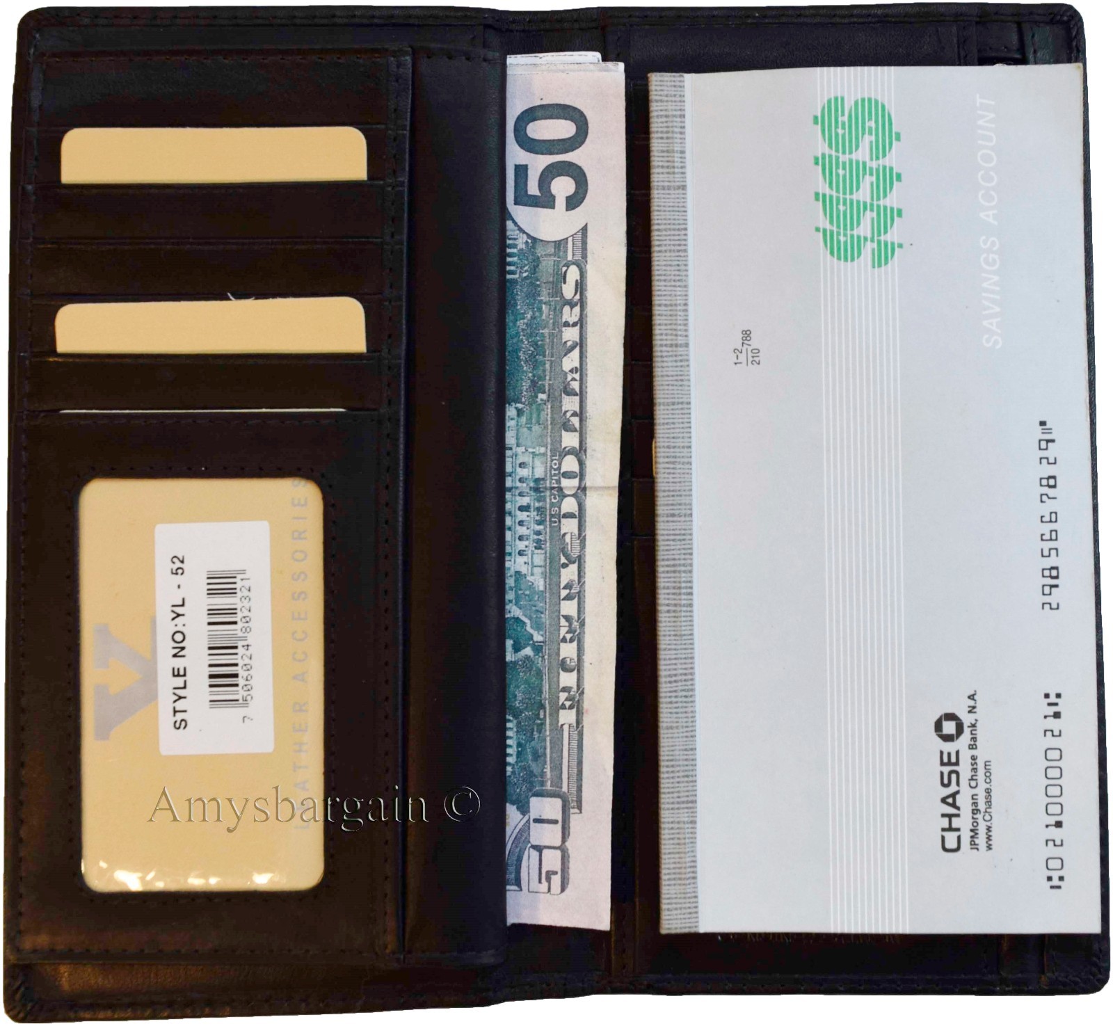 Lot of 3 New Black Leather checkbook wallet 14 credit card change purse ID BNWT - Image 7