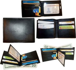Lot of 3 New Man's new style leather 2 bill pockets wallet 12 card space ID case - Image 6