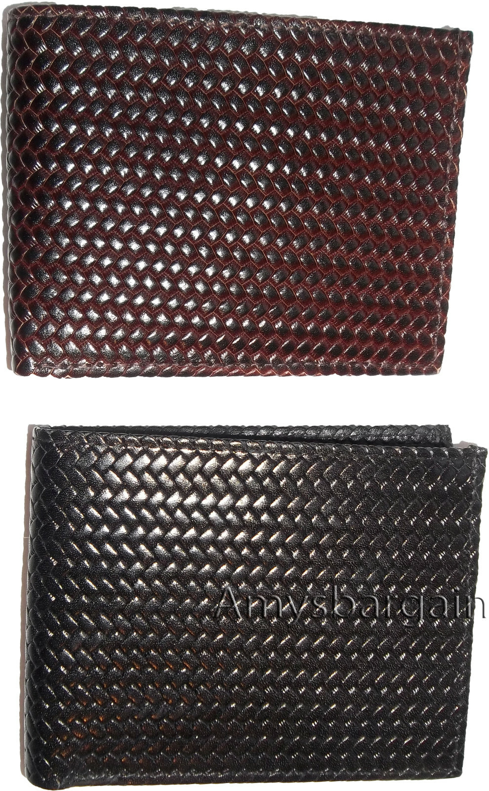 Lot of 3 New Woven Printed Leather man's bi fold wallet 6 cards ID Wallet New - Image 12