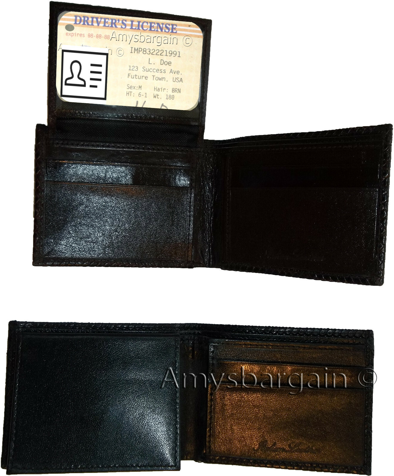 Lot of 3 New Woven Printed Leather man's bi fold wallet 6 cards ID Wallet New - Image 7