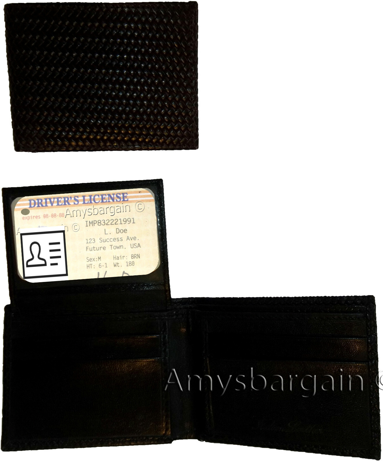 Lot of 3 New Woven Printed Leather man's bi fold wallet 6 cards ID Wallet New - Image 9