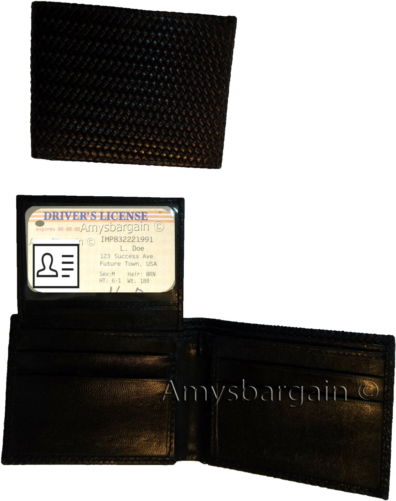 Lot of 3 New Woven Printed Leather man's bi fold wallet 6 cards ID Wallet New - Image 10