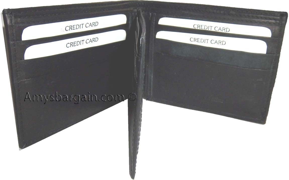 Lot of 3 New men's Black leather billfold wallet 9 credit card space ID bifold - Image 3