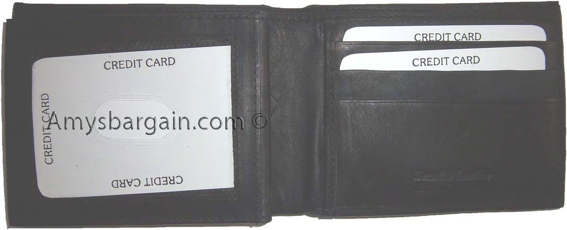 Lot of 3 New men's Black leather billfold wallet 9 credit card space ID bifold - Image 7