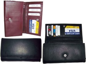 Lot of 3 Woman's Leather checkbook wallet 6 Credit card ID 7 Bill pockets BR New