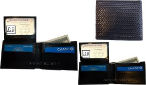 Lot of 3 Woven Printed Leather man's bi fold wallet 6 cards ID new Wallet