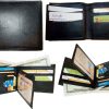 Lot of 4 Man's new style leather wallet 2 bill pockets 12 card ID case wallets