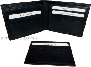 Lot of 4 Men's Soft Leather Black billfold Wallet 9 Credit Card 2 ID new walllet - Image 8