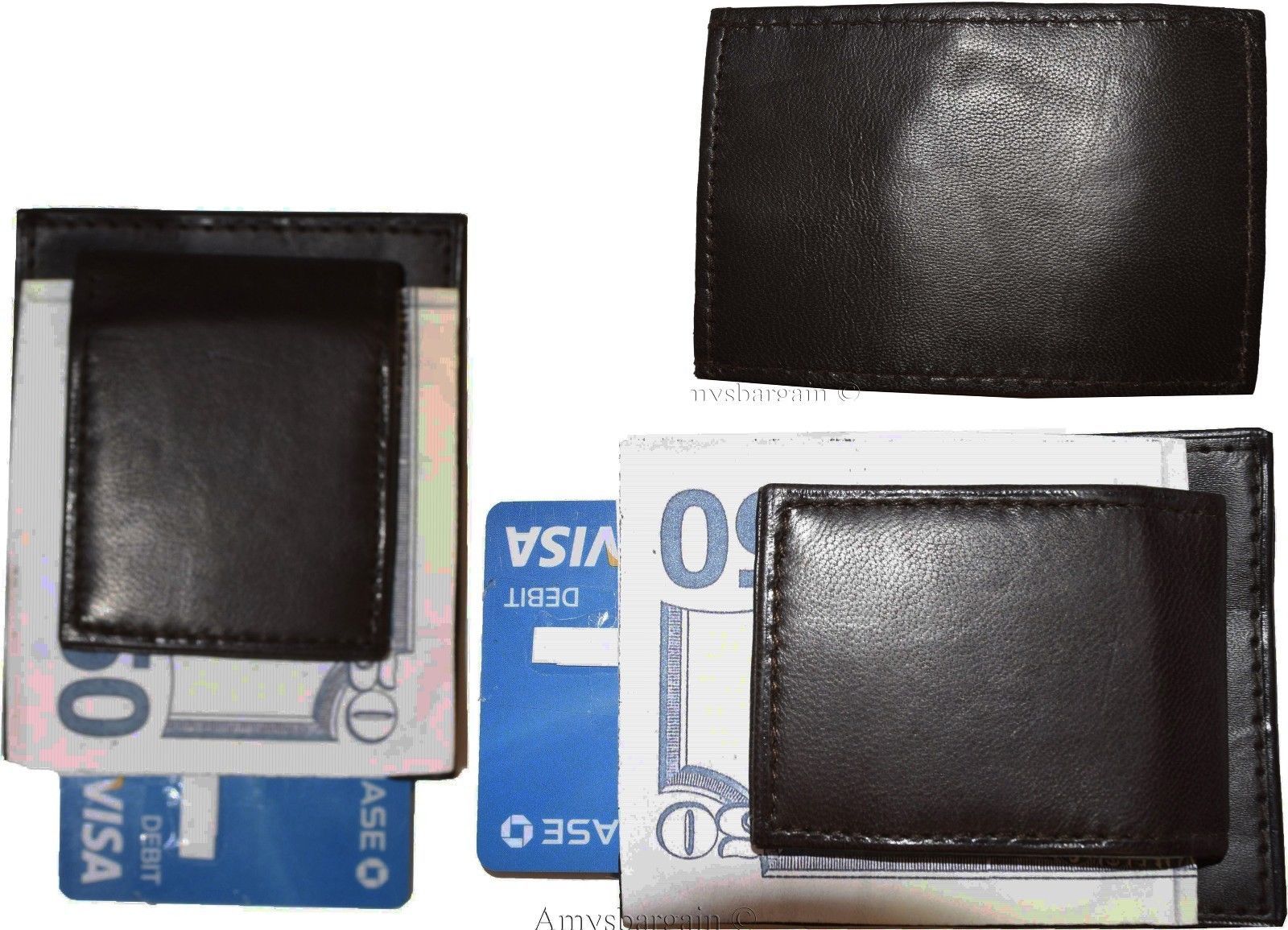 Lot of 4 New Lambskin Leather money Clip, Magnetic money clip. leather case BNWT - Image 4