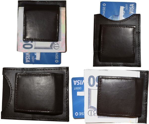 Lot of 4 New Lambskin Leather money Clip, Magnetic money clip. leather case BNWT
