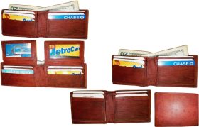 Lot of 4 New Men's Bi fold Leather Wallet 12 Credit Card 2 ID bill slot wallet