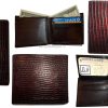 Lot of 5 Lizard Skin Printed Leather Man's Brown billfold wallet 6 cards ID new