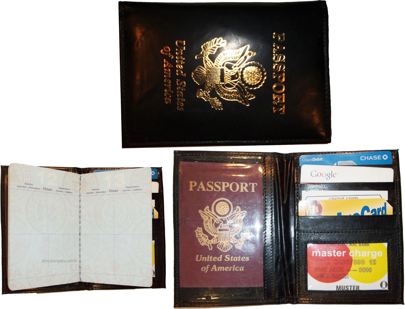 Lot of 5 New 4 credit cards + ID Lamb skin USA Leather passport case wallet BNWT - Image 11