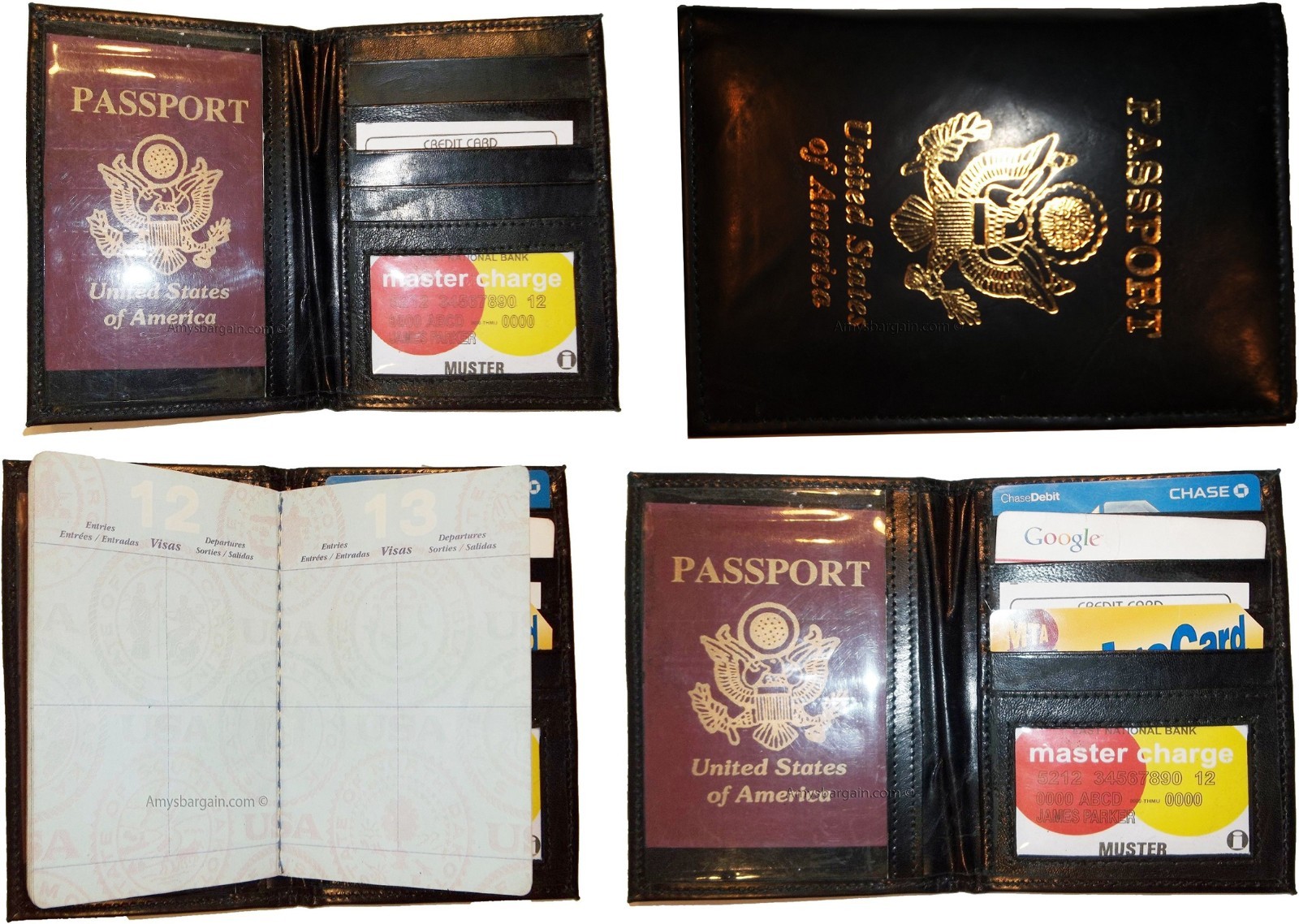 Lot of 5 New 4 credit cards + ID Lamb skin USA Leather passport case wallet BNWT - Image 12