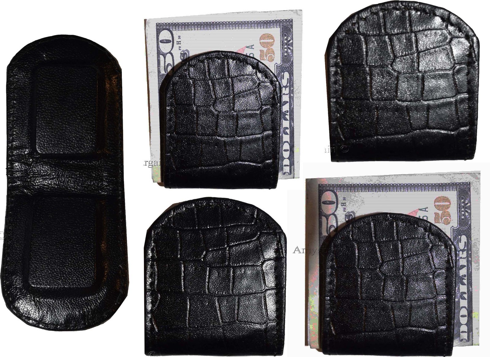 Lot of 6 Black Crocodile printed leather Unbranded money clip Clip Money, BR New - Image 13