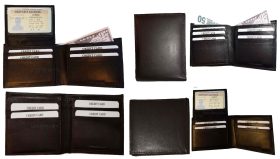 Lot of 6 Men's Brown Bifold Calfskin leather 2 Bill slots 7 card 1 ID Window NWT