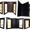 Lot of 6 New Trifold Leather Man’s wallet 9 card space 2 ID Window 2 bill slots