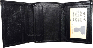 Lot of 6 New Trifold Leather Man’s wallet 9 card space 2 ID Window 2 bill slots - Image 4
