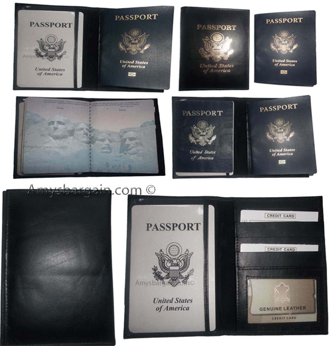 Lot of 6 USA Leather passport cover wallet credit card case ID holder brand new