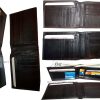 Lot of 6 men’s wallet genuine leather new style 2 bill slot 14 card spaces new