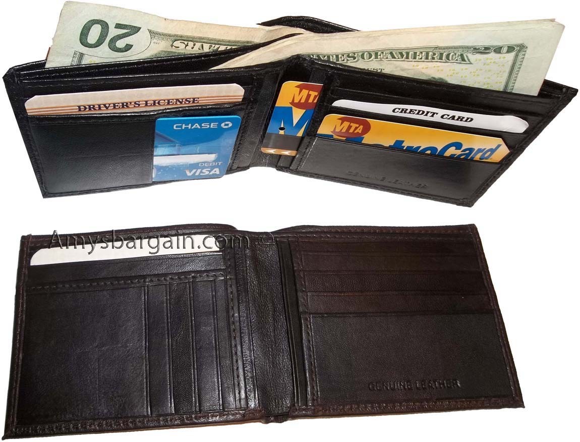 Lot of 6 men’s wallet genuine leather new style 2 bill slot 14 card spaces new - Image 6