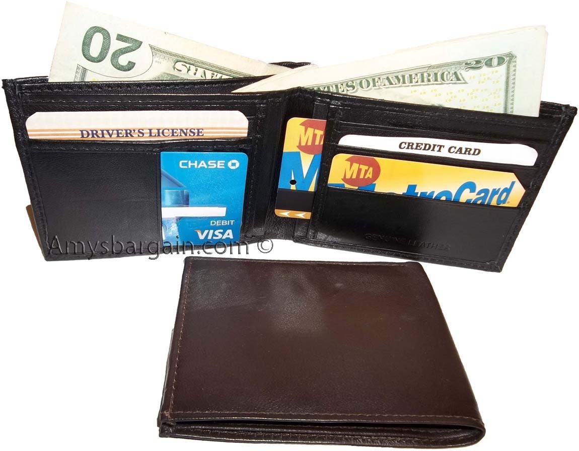 Lot of 6 men’s wallet genuine leather new style 2 bill slot 14 card spaces new - Image 7