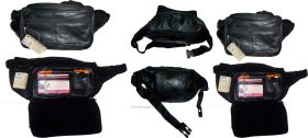 Lot of 6 new leather waist pouch. black waist bag leather bag new fanny pack