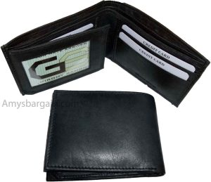 Man's Leather Wallet Black Brown bifold wallet 2 bill slots 9 credit card apace - Image 7