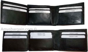 Man's Leather Wallet Black Brown bifold wallet 2 bill slots 9 credit card apace - Image 8