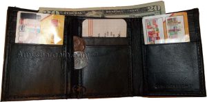 Man’s Trifold Leather wallet 9 credit card spaces 2 bill slots change purse new - Image 11