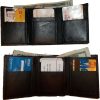 Man’s Trifold Leather wallet 9 credit card spaces 2 bill slots change purse new