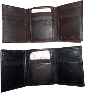 Man’s Trifold Leather wallet 9 credit card spaces 2 bill slots change purse new - Image 3