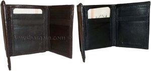 Man’s Trifold Leather wallet 9 credit card spaces 2 bill slots change purse new - Image 5