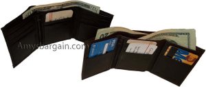 Man’s Trifold Leather wallet 9 credit card spaces 2 bill slots change purse new - Image 7